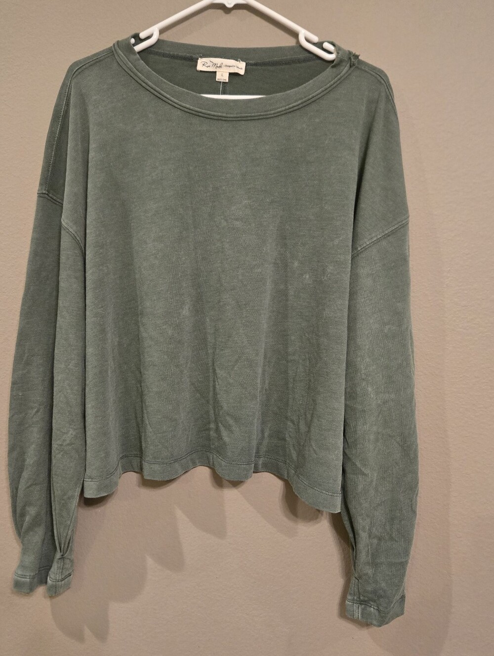 Rae Mode Olive Green Cropped Long Sleeve Top Size Large